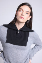 Justine Halsedisse Med Lynlås - Sort - Unisex - 100% K hisjmir