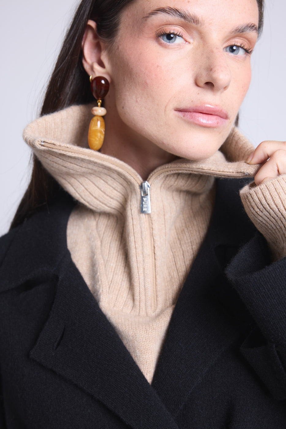 Justine Half-Zip Collar - Cream Beige - Unisex