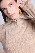 Justine Half-Zip Collar - Cream Beige - Unisex