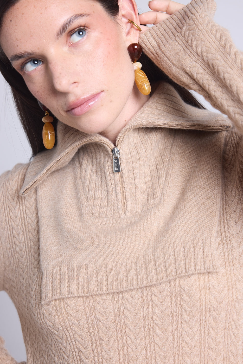 Justine Half-Zip Collar - Cream Beige - Unisex