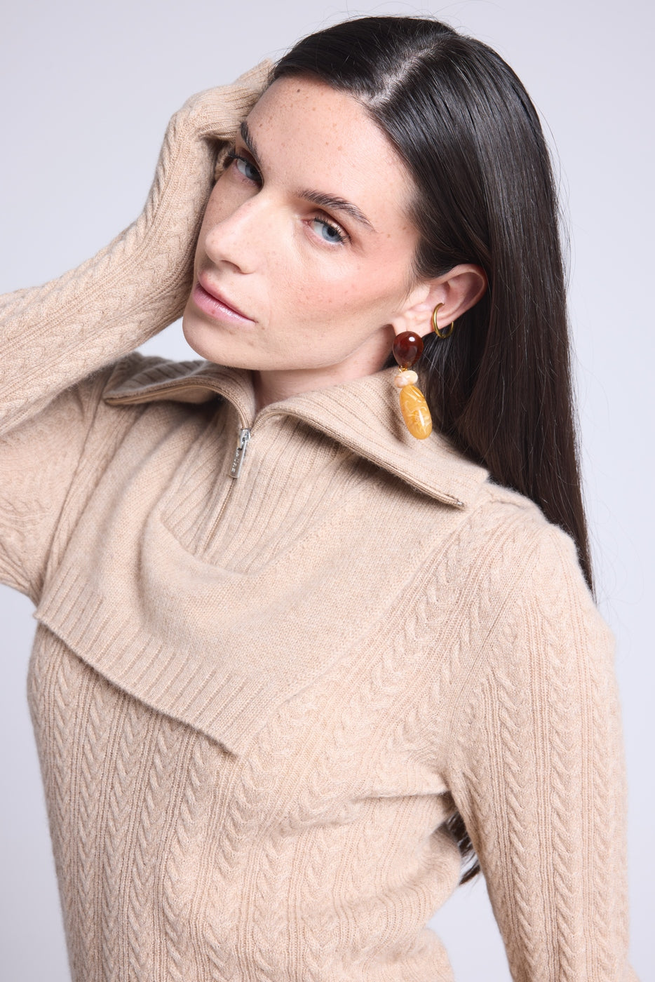 Justine Half-Zip Collar - Cream Beige - Unisex