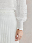 JUPE MAILLE LEGERE BLANCHE JANICE PETITE MENDIGOTE