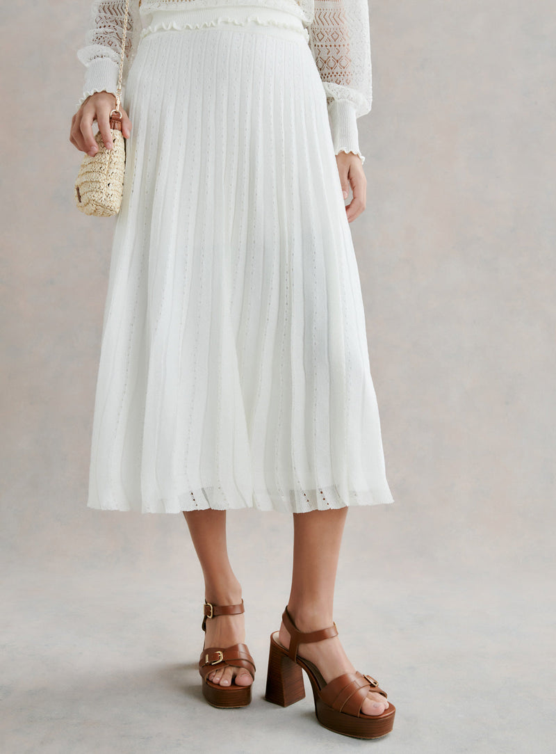 JUPE MAILLE LEGERE BLANCHE JANICE PETITE MENDIGOTE