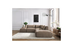 Jeanne - Canapé D'Angle Fixe Modulable - Tissu Velours Avec 2 Chauffeuses, 1 Angle Et 2 Poufs