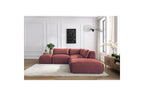Jeanne - Canapé D'Angle Fixe Modulable - Tissu Velours Avec 2 Chauffeuses, 1 Angle Et 2 Poufs