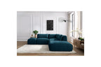 Jeanne - Canapé D'Angle Fixe Modulable - Tissu Velours Avec 2 Chauffeuses, 1 Angle Et 2 Poufs