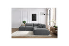 Jeanne - Canapé D'Angle Fixe Modulable - Tissu Velours Avec 2 Chauffeuses, 1 Angle Et 2 Poufs