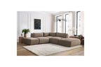 Jeanne - Canapé D'Angle Fixe Modulable - Tissu Velours Avec 2 Chauffeuses, 1 Angle Et 2 Poufs