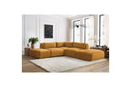 Jeanne - Canapé D'Angle Fixe Modulable - Tissu Velours Avec 2 Chauffeuses, 1 Angle Et 2 Poufs