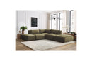 Jeanne - Modular Fixed Corner Sofa - Velvet Fabric With 2 Low Chairs, 1 Corner And 2 Poufs