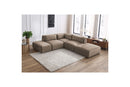 Jeanne - Modular Fixed Corner Sofa - Velvet Fabric With 2 Low Chairs, 1 Corner And 2 Poufs