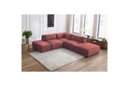 Jeanne - Canapé D'Angle Fixe Modulable - Tissu Velours Avec 2 Chauffeuses, 1 Angle Et 2 Poufs