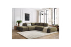 Jeanne - Canapé D'Angle Fixe Modulable - Tissu Velours Avec 2 Chauffeuses, 1 Angle Et 2 Poufs