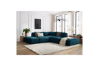 Jeanne - Canapé D'Angle Fixe Modulable - Tissu Velours Avec 2 Chauffeuses, 1 Angle Et 2 Poufs