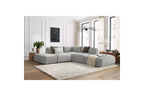 Jeanne - Canapé D'Angle Fixe Modulable - Tissu Velours Avec 2 Chauffeuses, 1 Angle Et 2 Poufs