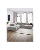 Jeanne - Modular Fixed Corner Sofa - Velvet Fabric With 2 Low Chairs, 1 Corner And 2 Poufs
