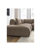 Jeanne - Canapé D'Angle Fixe Modulable - Tissu Velours Avec 2 Chauffeuses, 1 Angle Et 2 Poufs