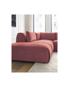 Jeanne - Canapé D'Angle Fixe Modulable - Tissu Velours Avec 2 Chauffeuses, 1 Angle Et 2 Poufs