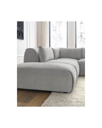 Jeanne - Canapé D'Angle Fixe Modulable - Tissu Velours Avec 2 Chauffeuses, 1 Angle Et 2 Poufs