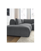Jeanne - Canapé D'Angle Fixe Modulable - Tissu Velours Avec 2 Chauffeuses, 1 Angle Et 2 Poufs