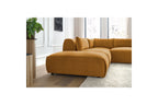 Jeanne - Canapé D'Angle Fixe Modulable - Tissu Velours Avec 2 Chauffeuses, 1 Angle Et 2 Poufs