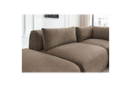 Jeanne - Canapé D'Angle Fixe Modulable - Tissu Velours Avec 2 Chauffeuses, 1 Angle Et 2 Poufs