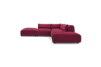 Jeanne - Canapé D'Angle Fixe Modulable - Tissu Velours Avec 2 Chauffeuses, 1 Angle Et 2 Poufs