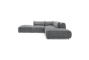 Jeanne - Modular Fixed Corner Sofa - Velvet Fabric With 2 Low Chairs, 1 Corner And 2 Poufs