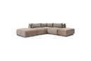 Jeanne - Modular Fixed Corner Sofa - Velvet Fabric With 2 Low Chairs, 1 Corner And 2 Poufs