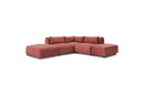 Jeanne - Modular Fixed Corner Sofa - Velvet Fabric With 2 Low Chairs, 1 Corner And 2 Poufs