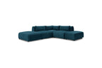 Jeanne - Canapé D'Angle Fixe Modulable - Tissu Velours Avec 2 Chauffeuses, 1 Angle Et 2 Poufs