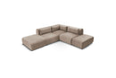 Jeanne - Modular Fixed Corner Sofa - Velvet Fabric With 2 Low Chairs, 1 Corner And 2 Poufs