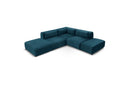 Jeanne - Modular Fixed Corner Sofa - Velvet Fabric With 2 Low Chairs, 1 Corner And 2 Poufs