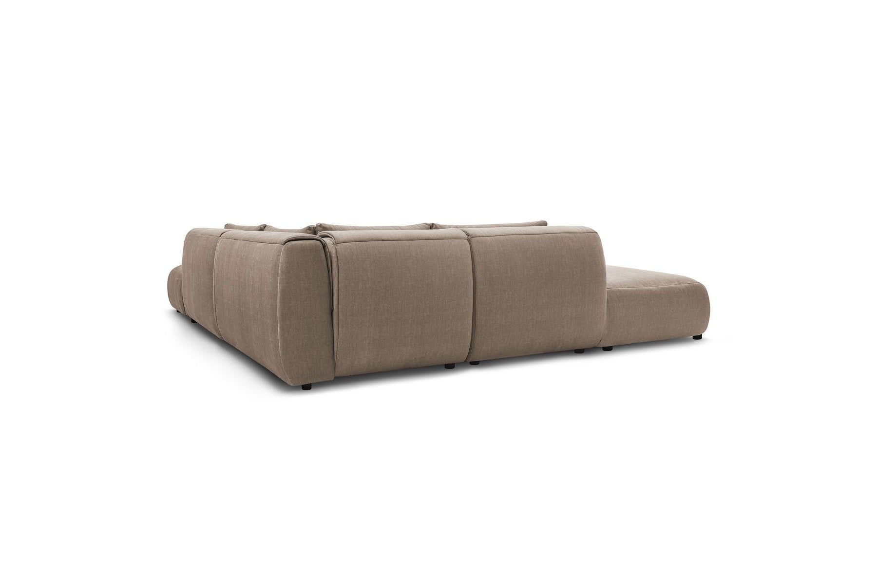 Jeanne - Canapé D'Angle Fixe Modulable - Tissu Velours Avec 2 Chauffeuses, 1 Angle Et 2 Poufs