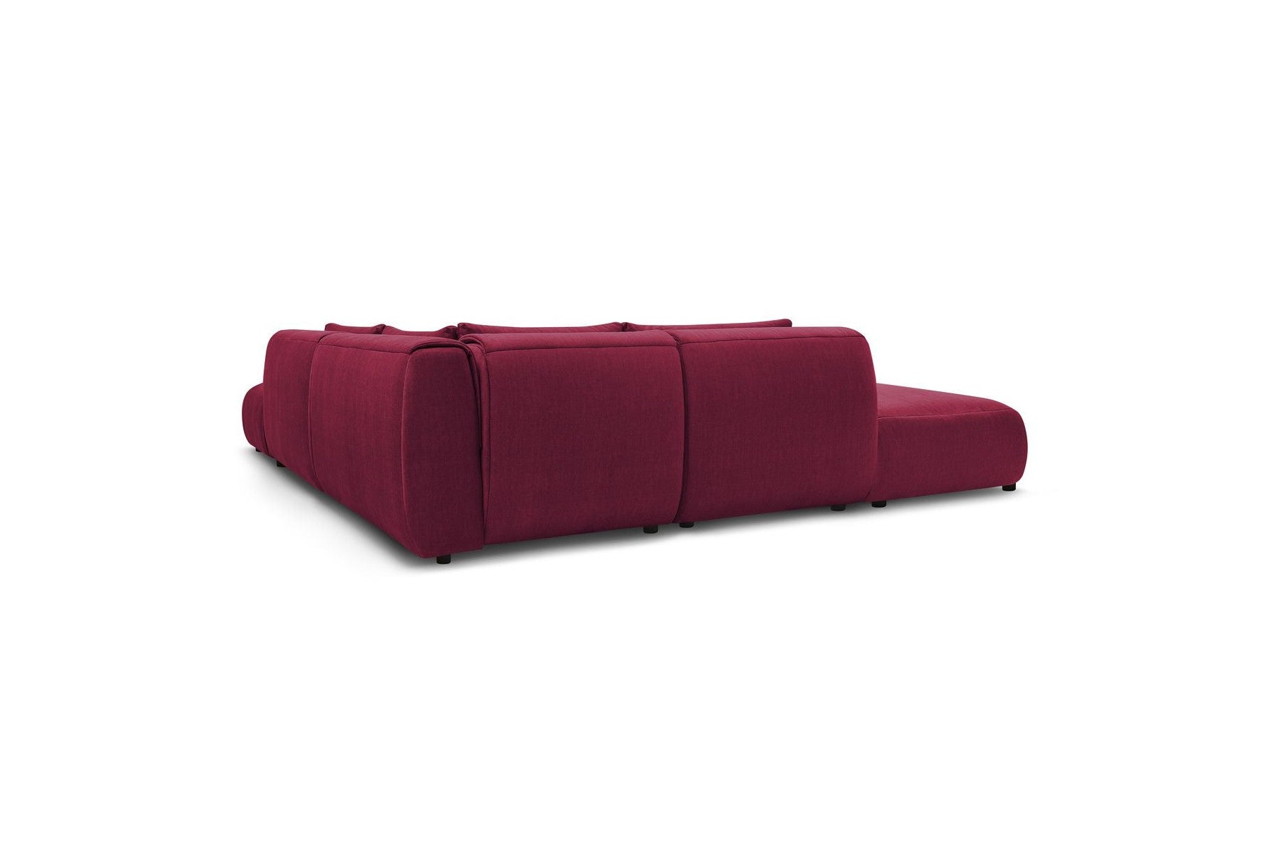 Jeanne - Canapé D'Angle Fixe Modulable - Tissu Velours Avec 2 Chauffeuses, 1 Angle Et 2 Poufs