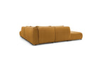 Jeanne - Canapé D'Angle Fixe Modulable - Tissu Velours Avec 2 Chauffeuses, 1 Angle Et 2 Poufs