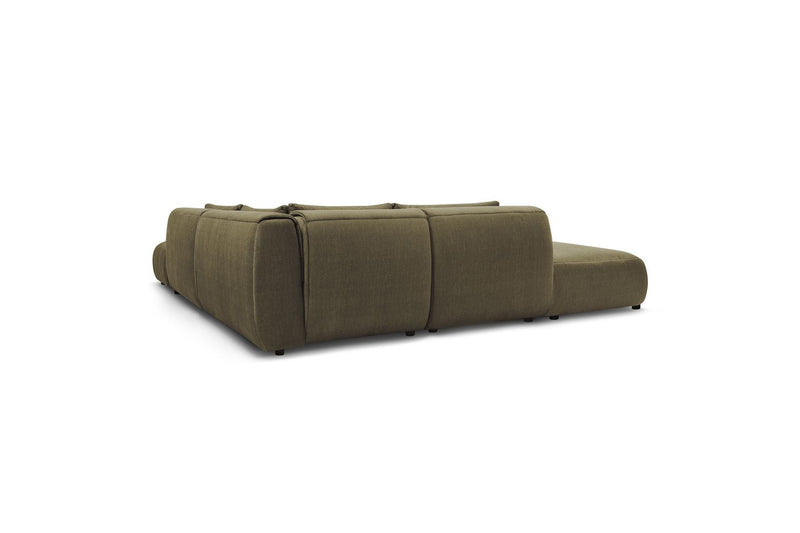 Jeanne - Modular Fixed Corner Sofa - Velvet Fabric With 2 Low Chairs, 1 Corner And 2 Poufs