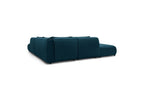 Jeanne - Canapé D'Angle Fixe Modulable - Tissu Velours Avec 2 Chauffeuses, 1 Angle Et 2 Poufs