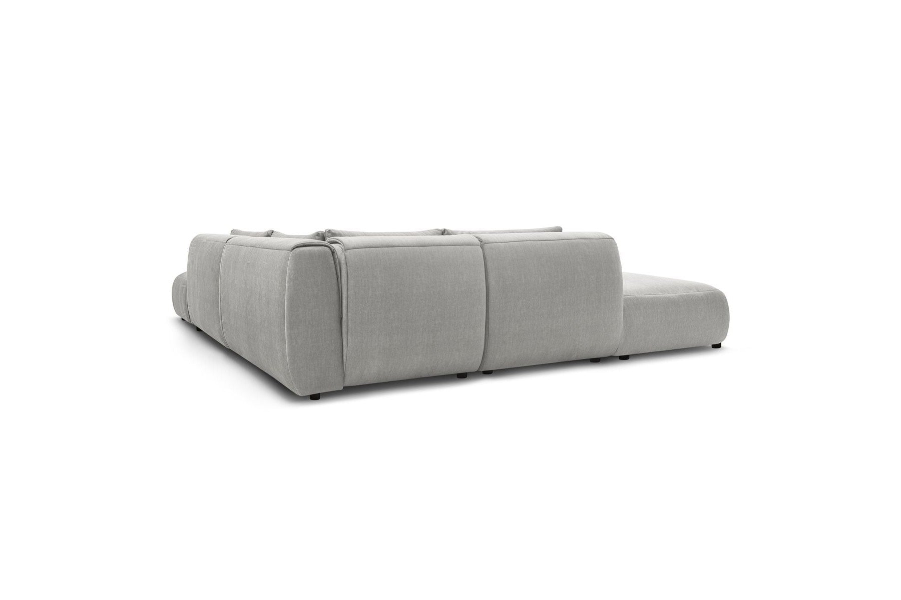 Jeanne - Canapé D'Angle Fixe Modulable - Tissu Velours Avec 2 Chauffeuses, 1 Angle Et 2 Poufs