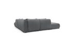 Jeanne - Canapé D'Angle Fixe Modulable - Tissu Velours Avec 2 Chauffeuses, 1 Angle Et 2 Poufs