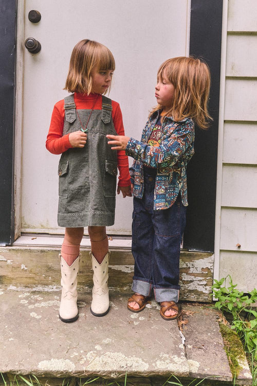 Vestido jersey en denim sabio - Selección Misha & Puff disponible en www.amaetc.com, concept store ecológico para niños