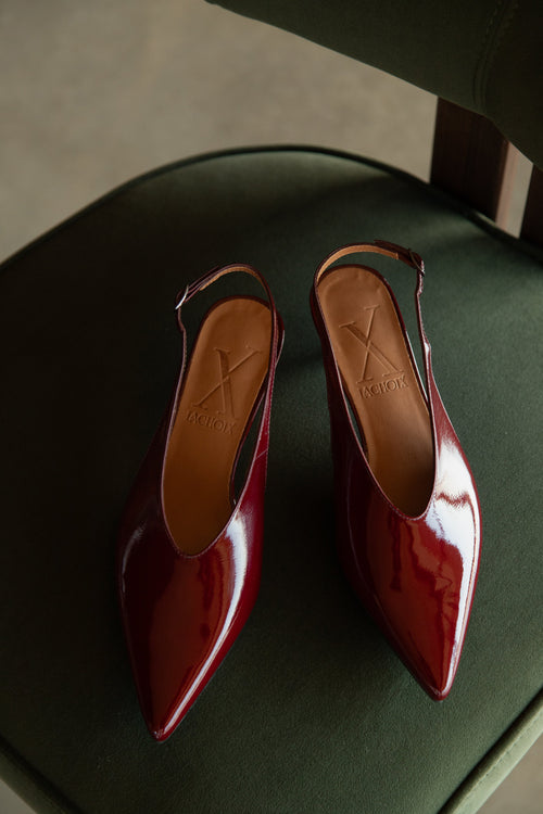 Bailarina Slingback Tacón Kitten Burdeos