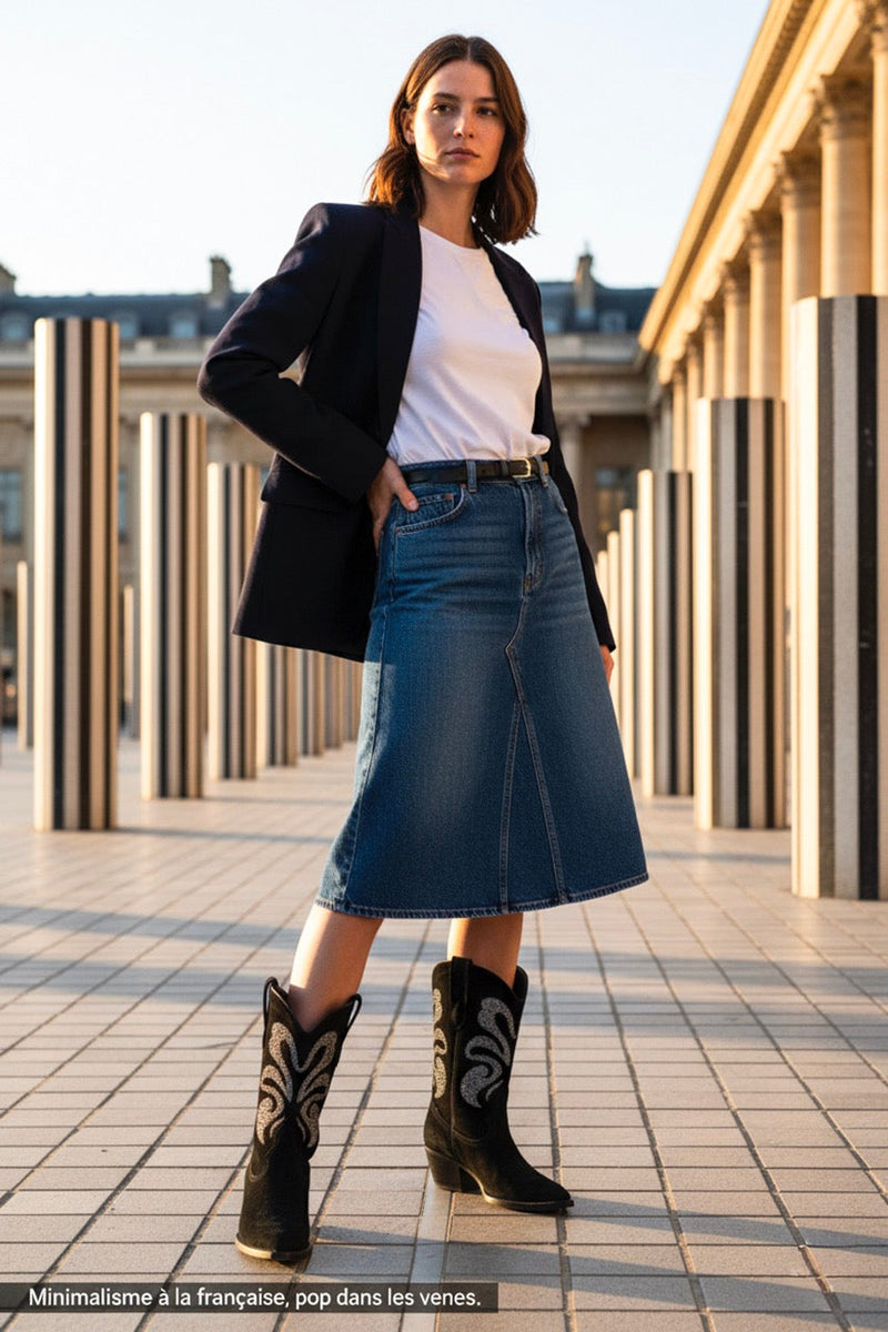 Jodo - Black Velvet Leather & Steel Glitter