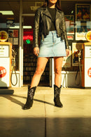 Jodo - Black Velvet Leather & Steel Glitter