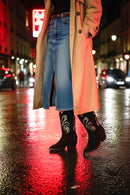 Jodo - Black Velvet Leather & Steel Glitter