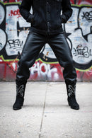 Jodo - Black Velvet Leather & Steel Glitter