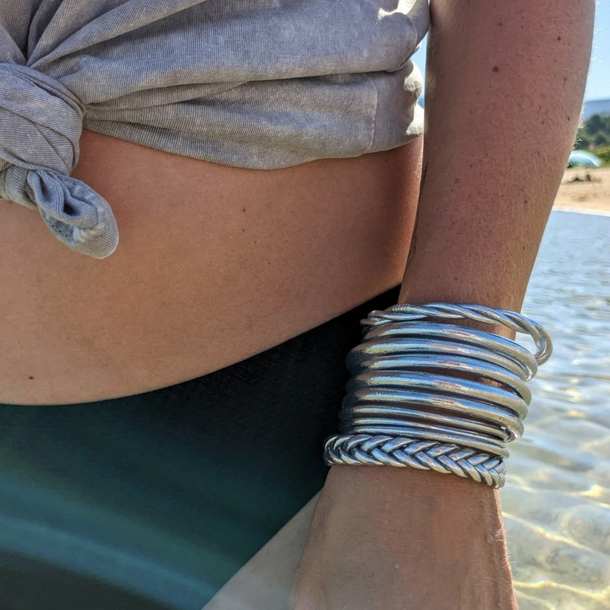 Fijne Boeddhistische Bangle - Silver