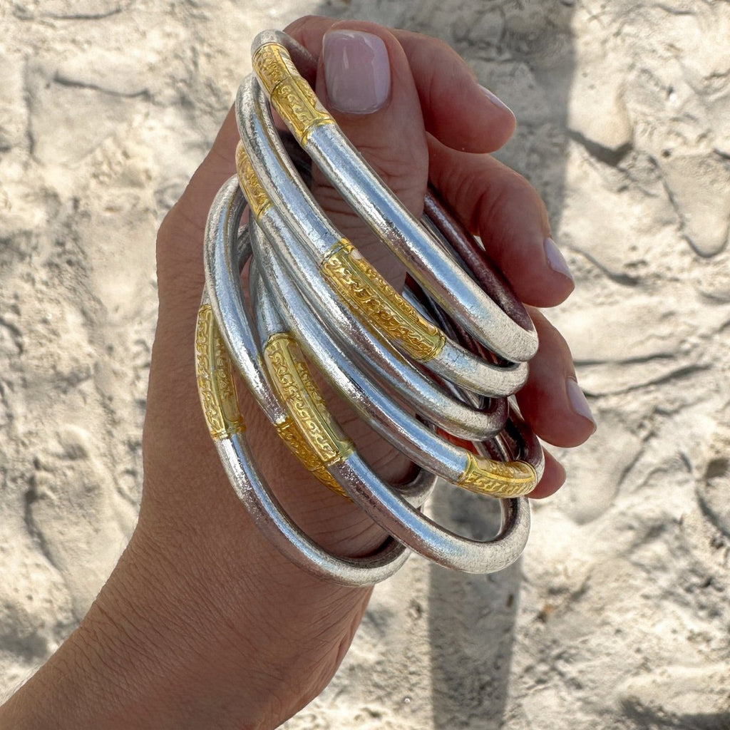 Buddhistisk Armbånd - Sølv Gyldent Mantra