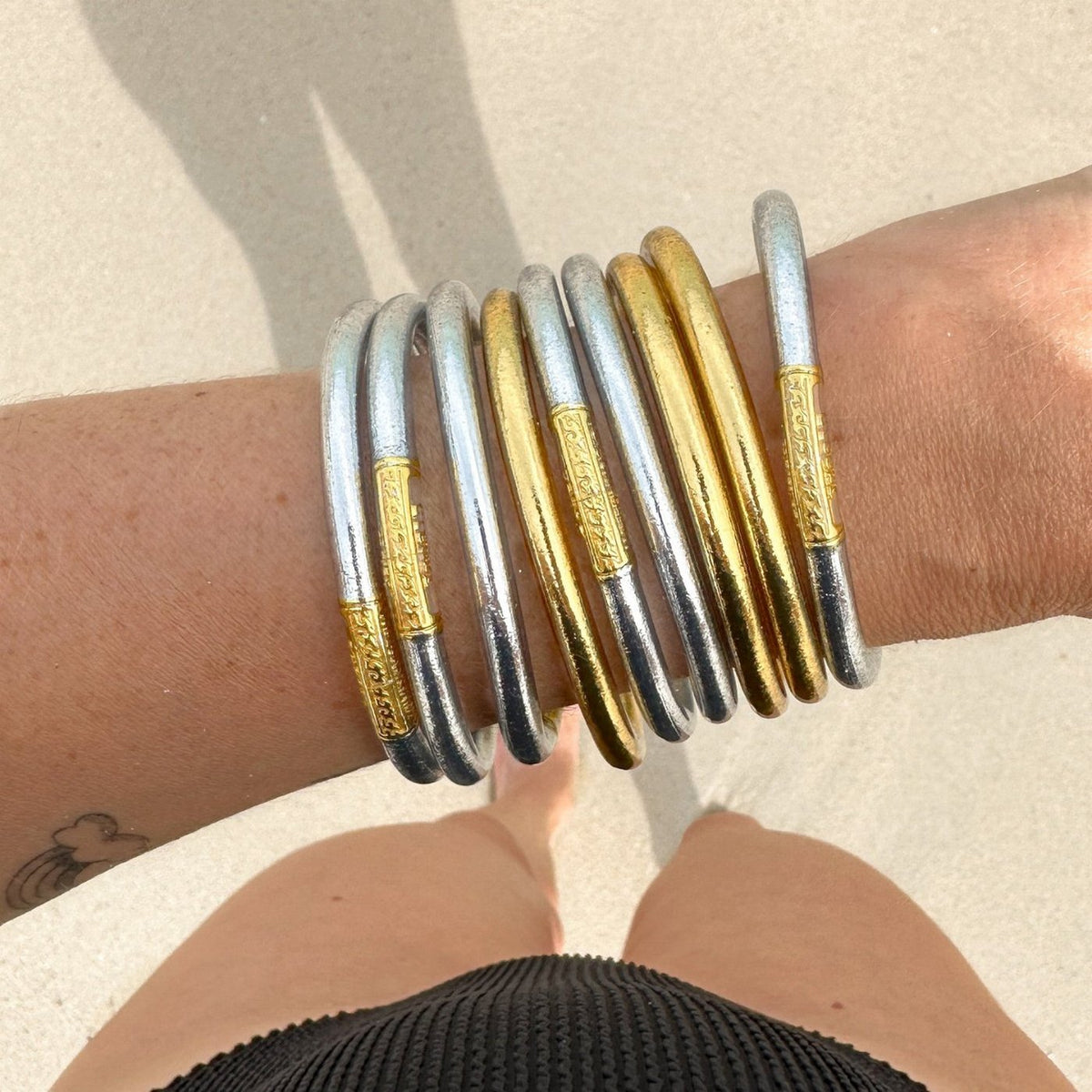 Buddhistisk Armbånd - Sølv Gyldent Mantra