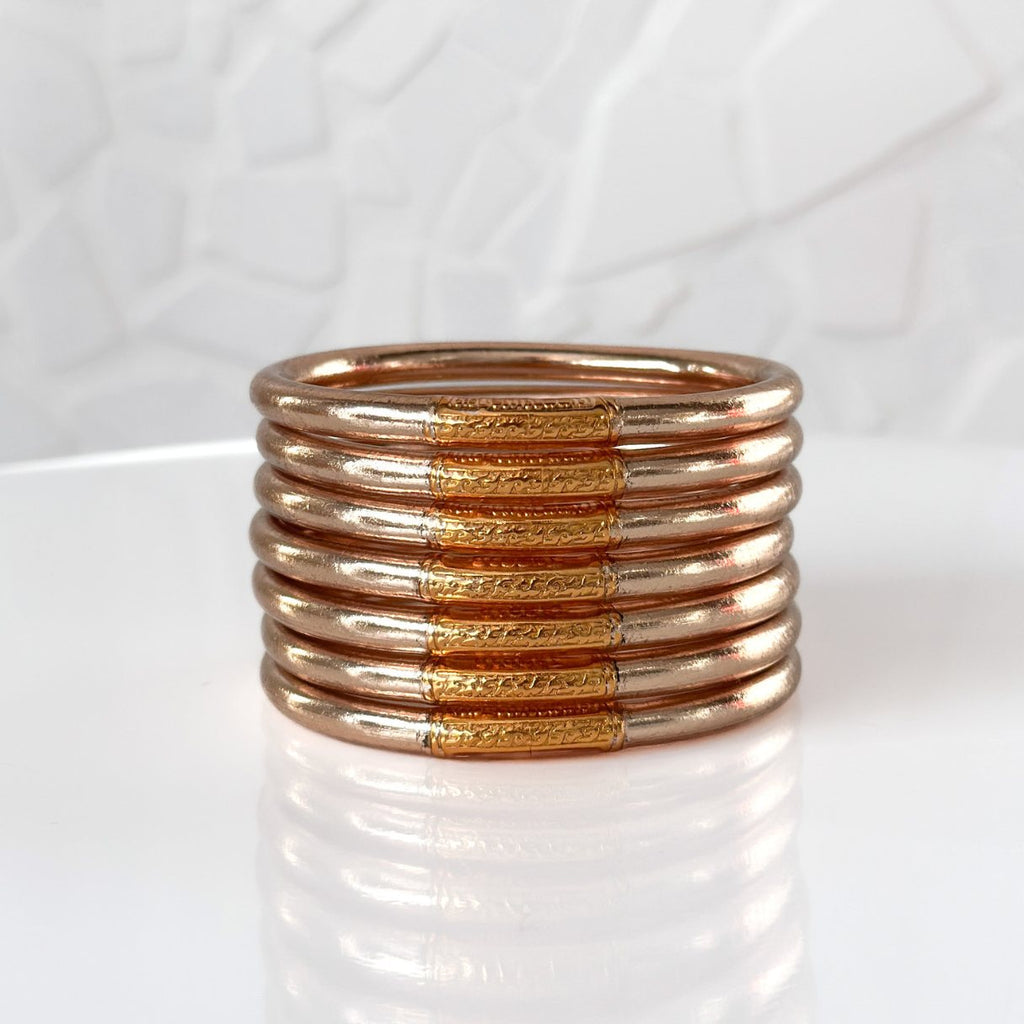 Buddhist Bangle - Champagne Peach Mantra